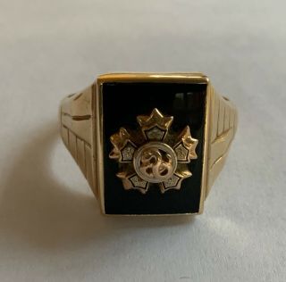 Vintage,  1950’s 10k Gold And Onyx College Sigma Nu Fraternity Ring