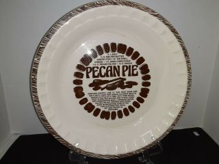 Vintage Pecan Pie Plate With Recipe 8 Inch