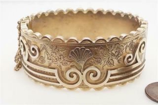 Fine Quality Antique English Silver Gilt Bangle / Bracelet C1883