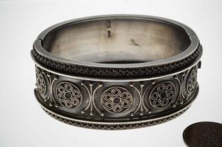 Lovely Antique Victorian English Sterling Silver Etruscan Revival Bangle C1881