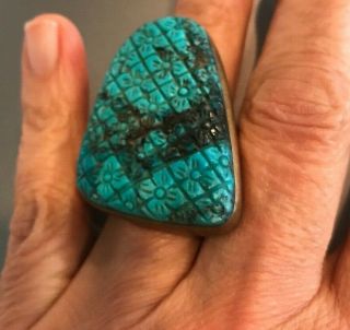 Stephen Dweck Big Chunk Turquoise Ring With Bronze Setting