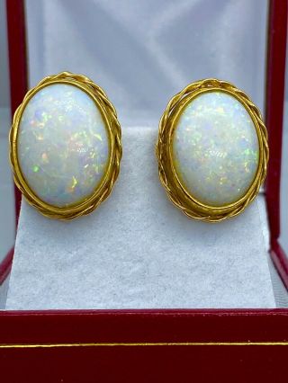 Vintage 14k Large Opal Earrings