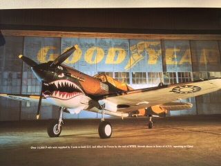 Goodyear Aviation Tires Poster Sign Airplane Curtiss P - 40 Warhawk