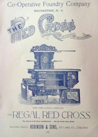 1895 Ad (1800 - 40) Co - Operative Foundry Co.  Rochester,  Ny.  Regal Red Cross Stove