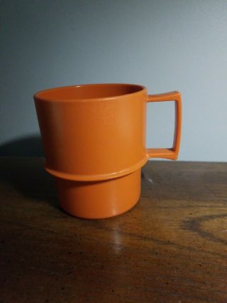 Vintage Tupperware Coffee Cup Mug Orange Plastic 1312 - 5 Stackable