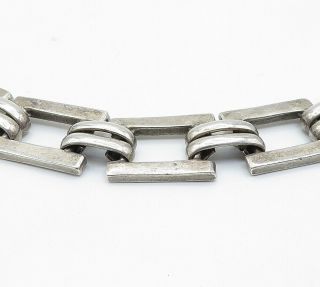MEXICO 925 Silver - Vintage Smooth Heavy Square Link Chain Necklace - N3016 3