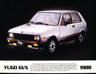 1988 Yugo Gvx Sport 1 - Page Car Sales Brochure - Fiat