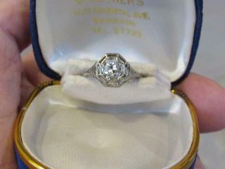 Antique 14k White Gold Natural.  50ctw Diamond Filigree Ladies Ring