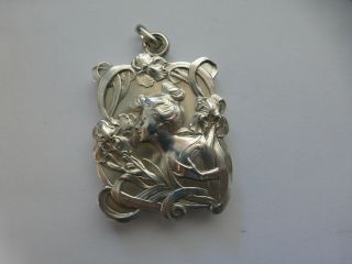 Antique French Art Nouveau Victorian Sterling Silver Emile Dropsy Locket Pendant