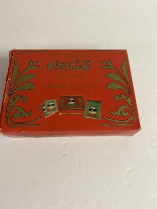 Vintage Antique Coca Cola Playing Cards Tin Box Pencil Notepad box 2