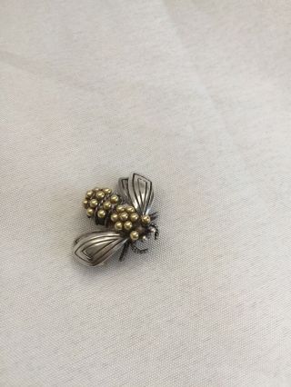 Vintage Tiffany & Co Sterling Silver Bumble Bee Insect W Gold Dots Pin Brooch