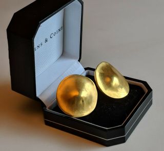 Vtg Signed Robert Lee Morris Rlm Sculpted 24k Gold Plated Brass Disc Earrings