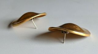 Vtg Signed Robert Lee Morris RLM Sculpted 24K Gold Plated Brass Disc Earrings 2