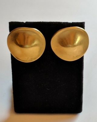 Vtg Signed Robert Lee Morris RLM Sculpted 24K Gold Plated Brass Disc Earrings 3