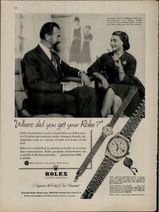 1959 Rolex Oyster Perpetual Where Did You Get Your Rolex? Vintage Print Ad 2111