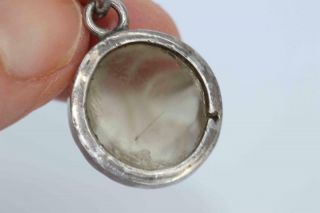 Best Antique Edwardian Art Deco Silver Carved Moonstone ‘Man in the Moon’ Charm 3