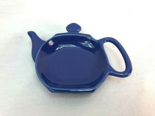 2000 Chantal Ceramic Tea Bag Holder Spoon Rest Teapot Shaped Dark Blue