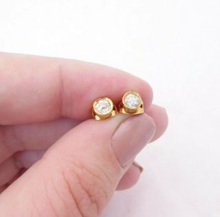 18ct Gold 40 Point Old Mine Cut Diamond Stud Earrings,