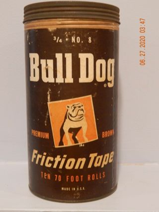 Vintage Bull Dog Friction Tape Empty 10 Roll Canister W/lid