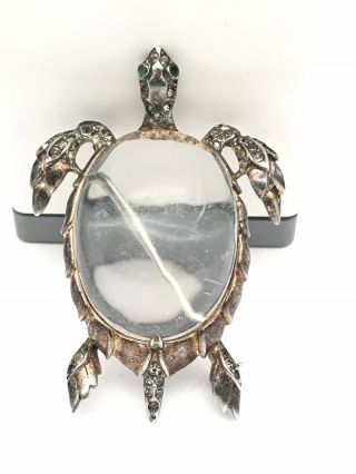 Trifari Jelly Belly Turtle Brooch Vintage Sterling Silver