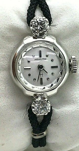 14kt White Gold Ladies Hamilton Diamond Watch
