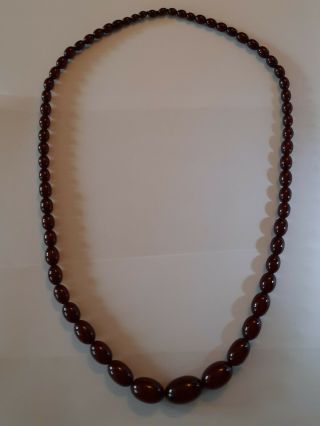Vintage Cherry Amber Bakelite Graduated Bead Necklace,  Approx 80cm (70g)