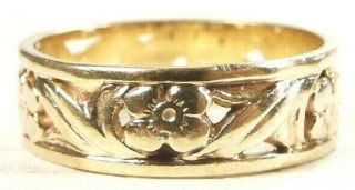 Antique Vintage Art Deco Wedding Band 14k Yellow Gold Ring Size 6 Uk - L1/2 5.  81mm