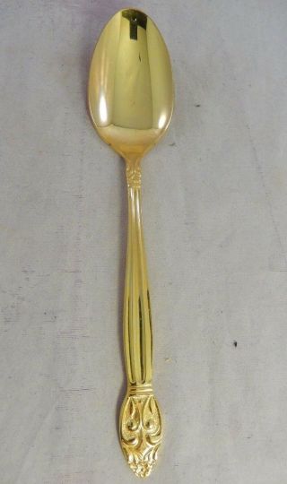 Vintage Demitasse Baby Spoon Embossed Rose Pattern Golden Stainless Japan Hio