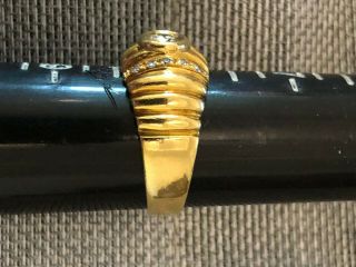 Vintage 18 Karat Gold Domed Ring w/Bezel set Diamond 2