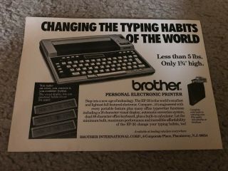Vintage 1983 Brother Ep - 20 Electronic Typewriter Printer Print Ad Word Processor