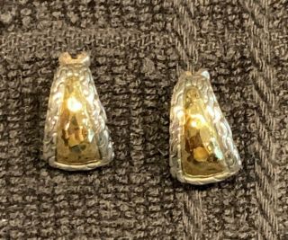 John Hardy Palu Sterling Silver And 22k Yellow Gold Omega Shrimp Earrings