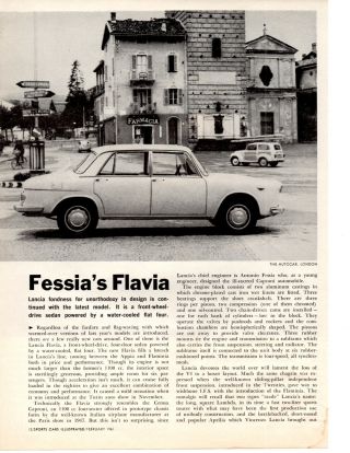 1961 Lancia Flavia 2 - Page Article / Ad