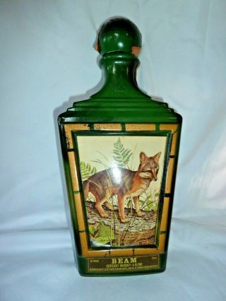 Beam Kentucky Whiskey Bottle J.  Lockhart Gray Fox Wildlife Design Bottle Only