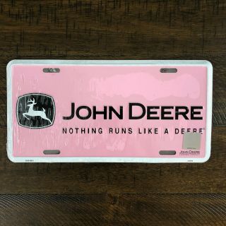 John Deere Embossed License Plate - Nothing Runs Like A Deere - Pink