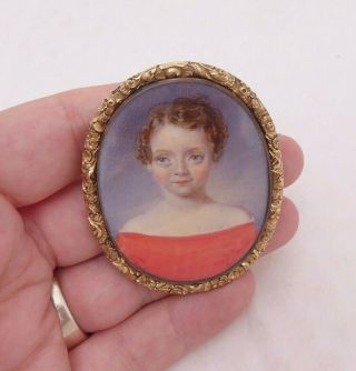 15ct Gold Fronted Portrait Miniature Of A Girl With Locket Back Regency