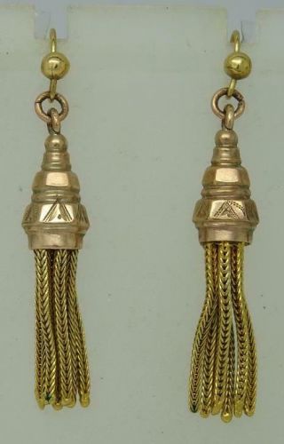 Antique Victorian 9ct Gold Albertina Tassel Drop Earrings C1900