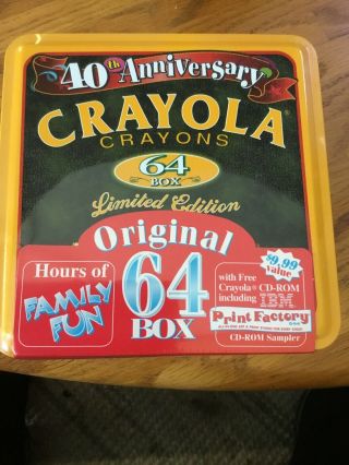 " Crayola 40th Anniversary " Limited Edition Tin 64 Crayons Vintage