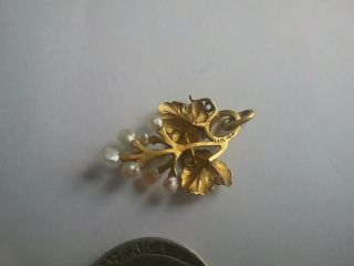 Antique Nouveau 14K Gold Enamel Leaves Pearl Grapes Bippart Griscom 14kt Pendant 3