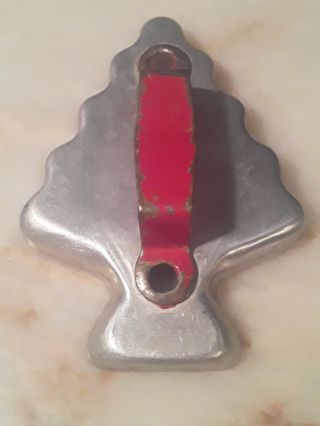 Vintage Christmas Tree Cookie Cutter Metal Red Handle