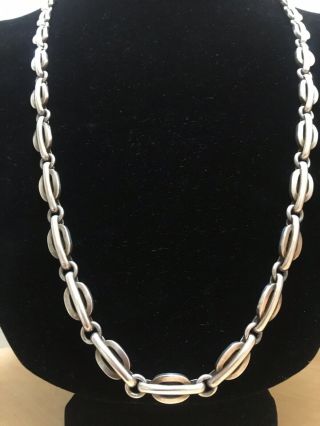 Vtg REVEN Taxco Mex Heavy 122g Sterling Silver 925 Modernist Chain Necklace 31” 2