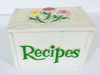 Vintage 1985 Ftd Recipe Box 3d Faux Wood Grain Shabby Cottage Chic