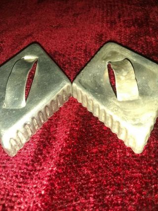 2 Vintage Metal Cookie Cutters Diamond Shaped Old Fashioned Kitchen Utensils