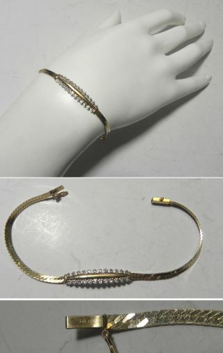 C1284 Vintage 14k Yellow/white Gold 7 " Diamond Bracelet