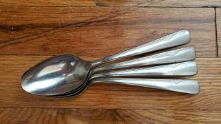4 Antique Vintage Collectible Soup Spoons 7.  25 " Oneida Stainless Steel -