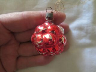 Glass Christmas Tree Decoration Red Bauble C1950s Approx 5 Cms Tall