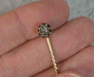Victorian Rose Cut Diamond 9ct Gold Stick Tie Pin T0665