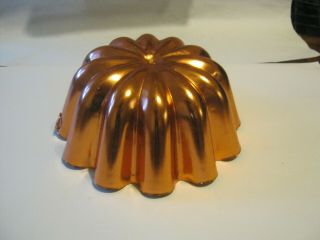 Vintage Fluted Shaped Copper Jello Mold Wall Hanging,  7 " Wide (mw - 54)