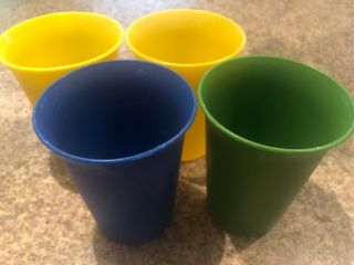 4 Vintage Tupperware Kids Bell Tumblers Sippy Cups 109 Green Blue 2 Yellow