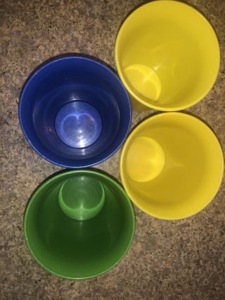 4 Vintage Tupperware Kids Bell Tumblers Sippy Cups 109 Green Blue 2 Yellow 2