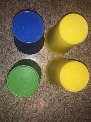 4 Vintage Tupperware Kids Bell Tumblers Sippy Cups 109 Green Blue 2 Yellow 3
